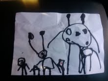 Sam's family portrait. He is the big one with six eyes, I have the long eyes on stalks!