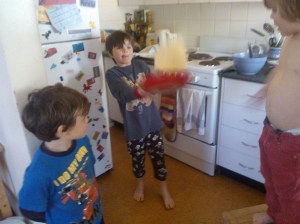 The pancake while still whole.