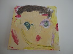 Edward's teacher made much of the attention to detail he showed when composing this portrait - a little too much for my liking since he insisted on some brown as well as yellow for the hair.  Time for a touch-up of the old roots!