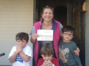 Setting off - the boys were not in the mood for photos at 7.30 am!